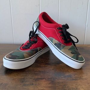 Vans Doheny Skate Shoes- Red with Camo